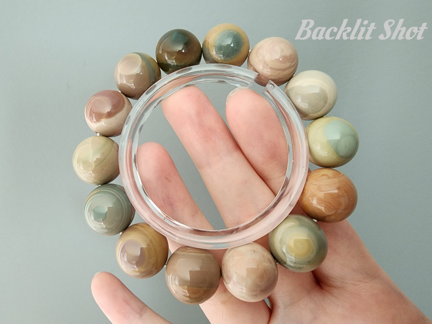 [Bracelet] Radiant Spectrum: 14mm Alashan Agate Beaded Bracelet