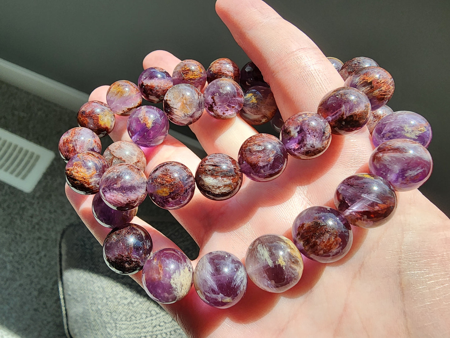 [Bracelet] Natural Purple Phantom Quartz Beaded Bracelet