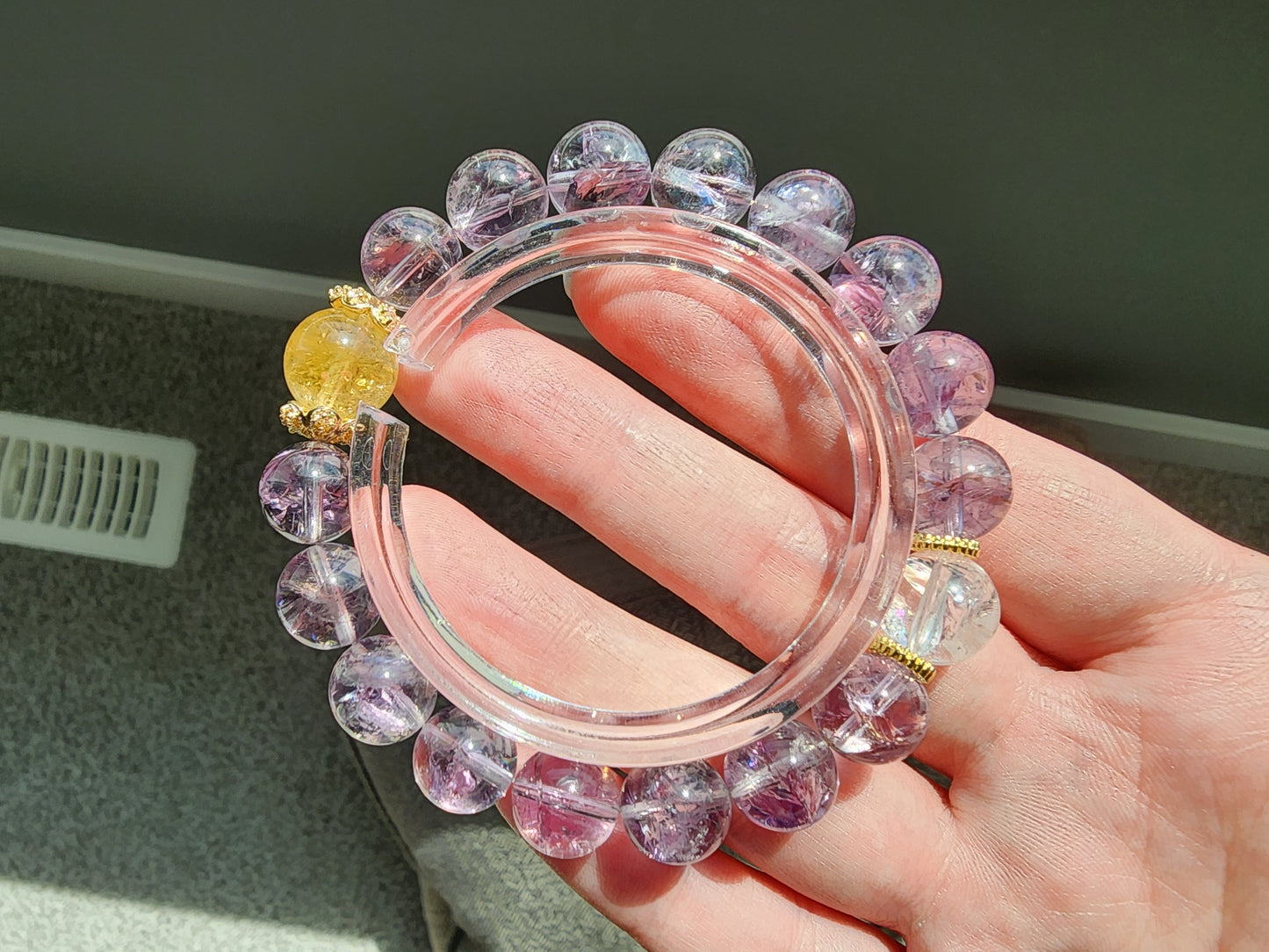 [Bracelet] 10mm Amethyst Bracelet with Citrine & Clear Quartz