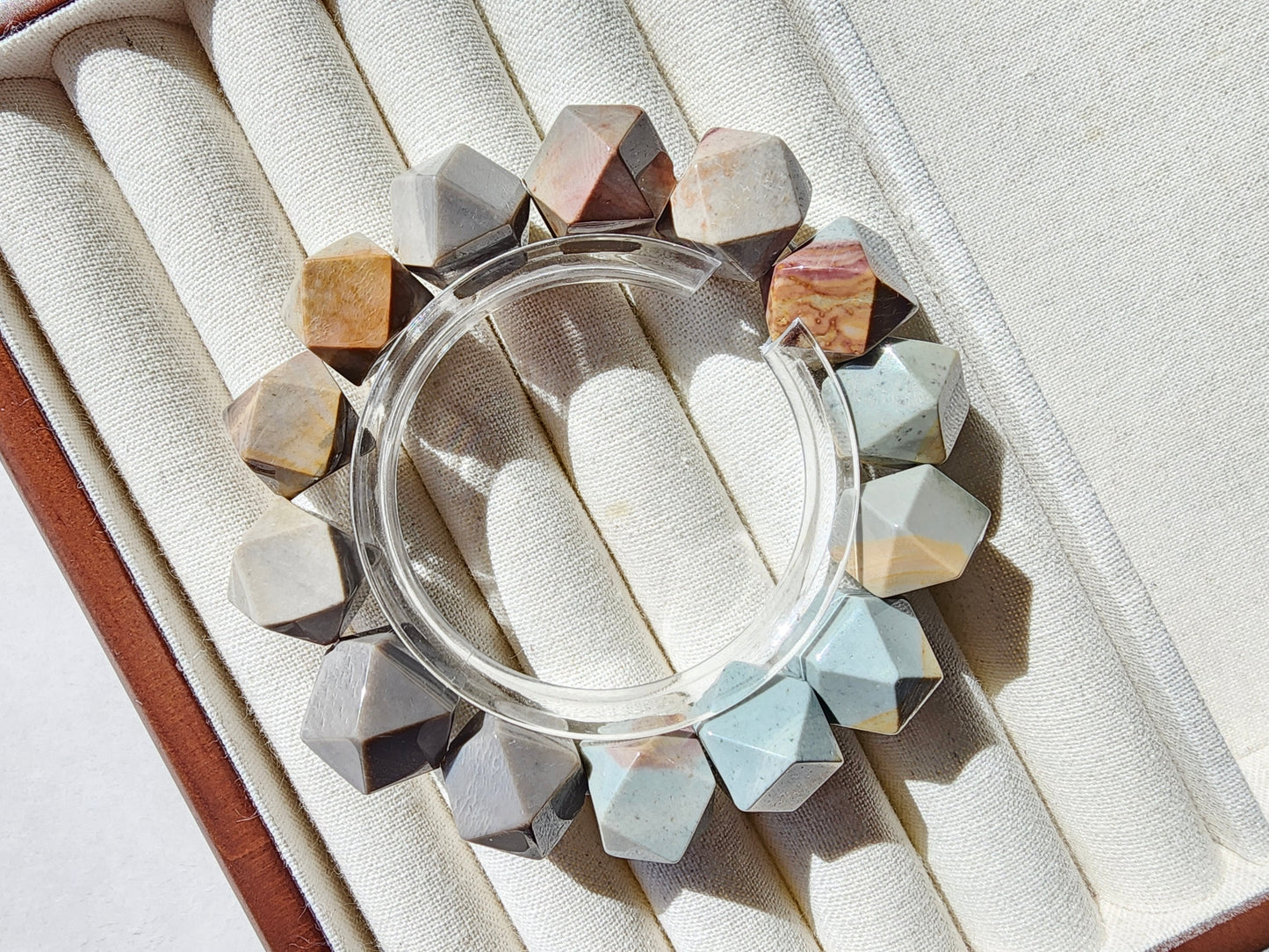 [Bracelet] Geometric Faceted Alashan Agate Bracelet