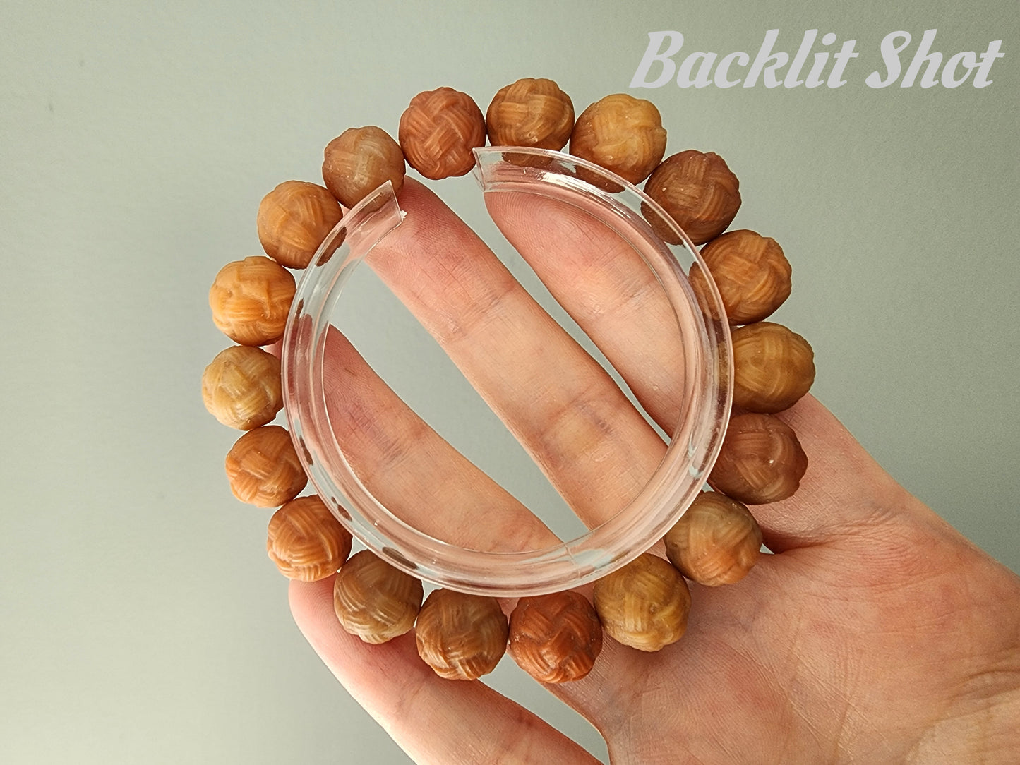 [Bracelet] Handcrafted 11mm Alashan Agate Bracelet with Yarn Ball Beads