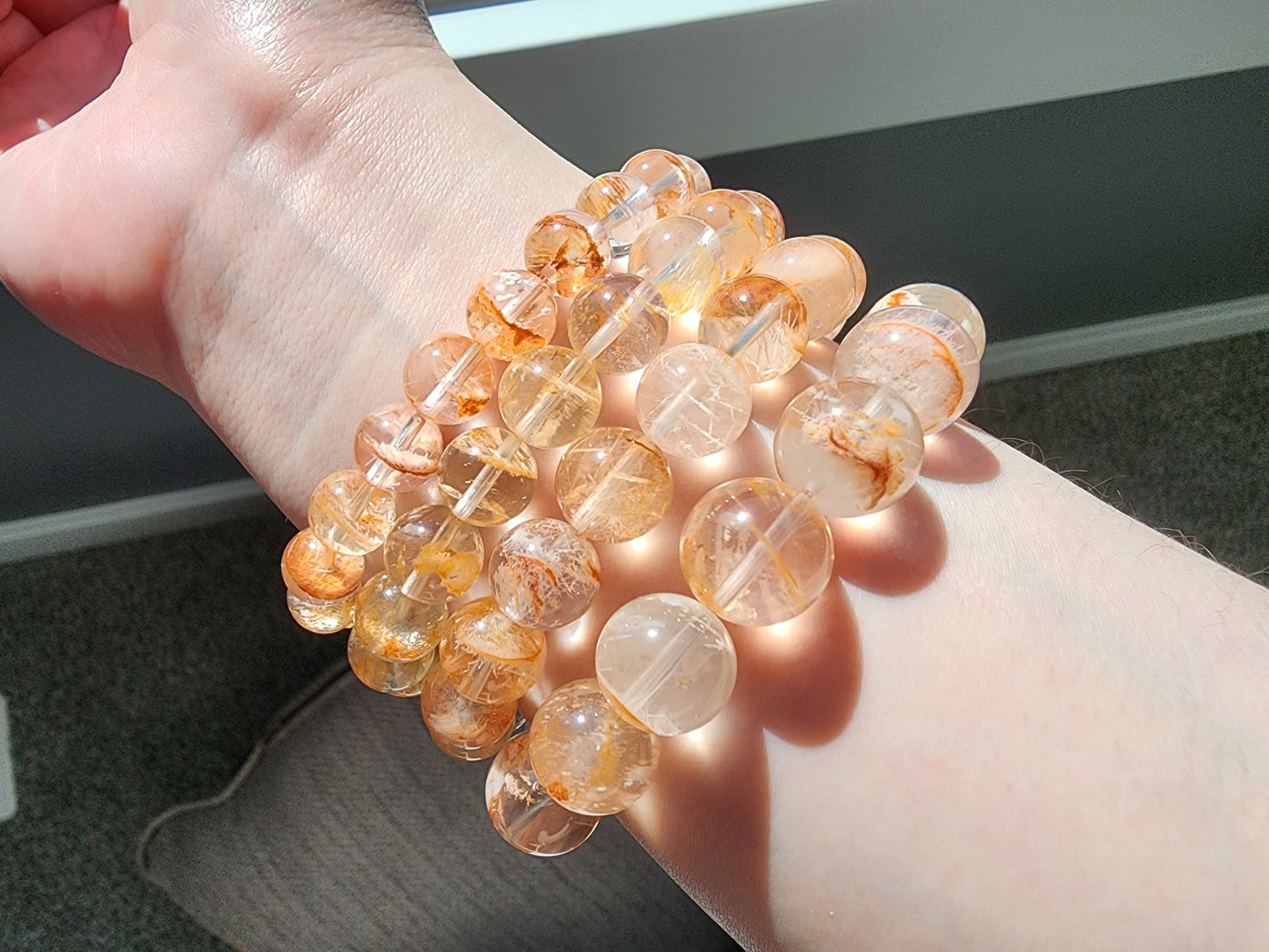 [Bracelet] Natural Orange Phantom Quartz Bracelet