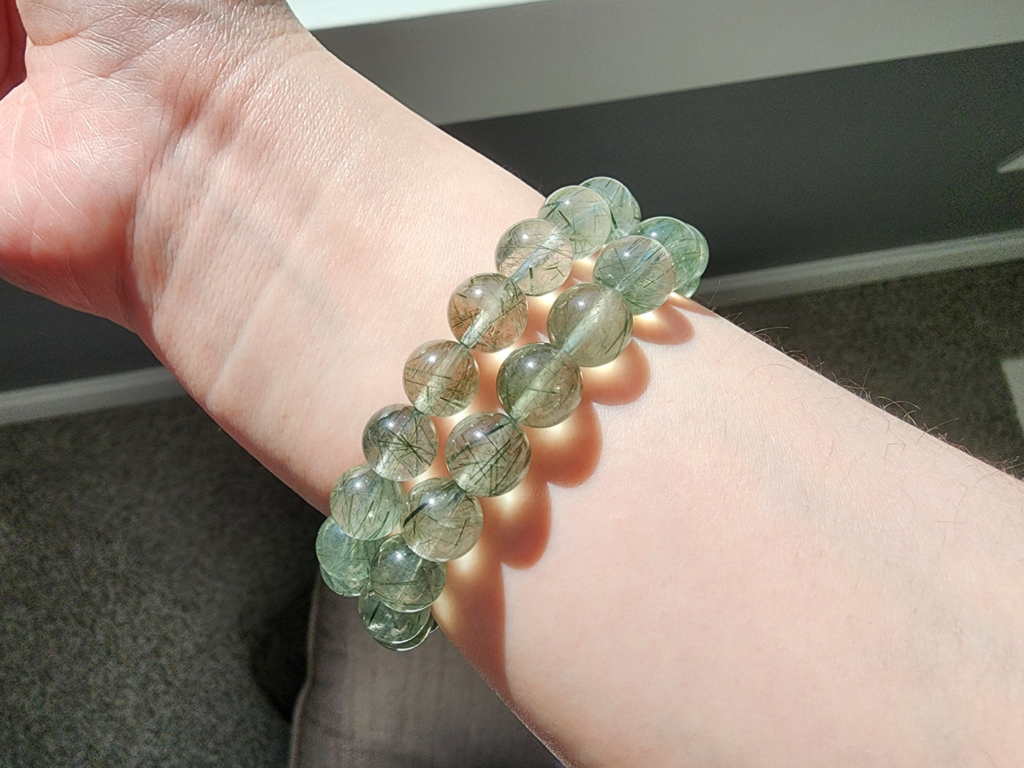 [Bracelet] Natural Green Rutilated Quartz Bracelet