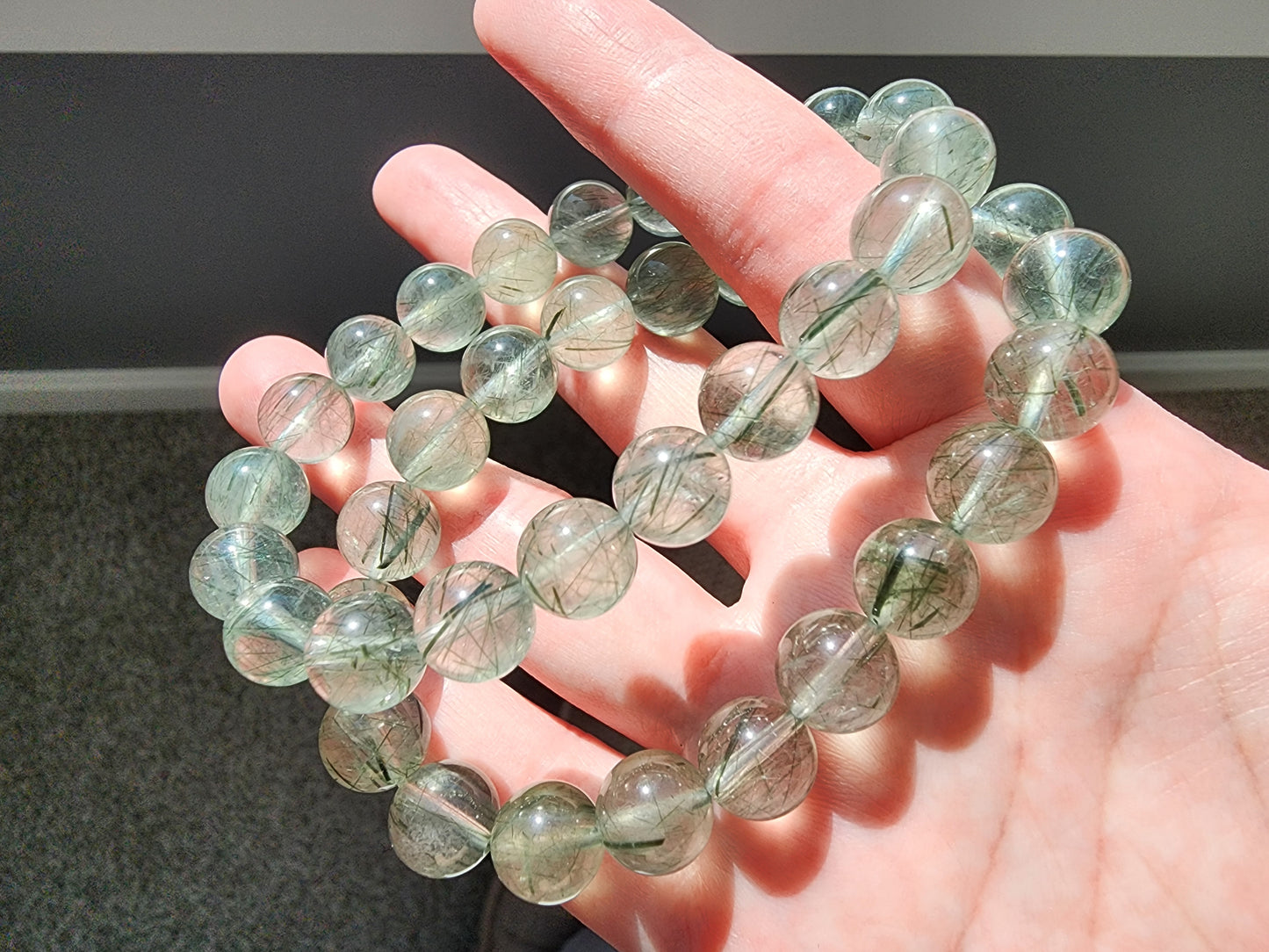 [Bracelet] Natural Green Rutilated Quartz Bracelet