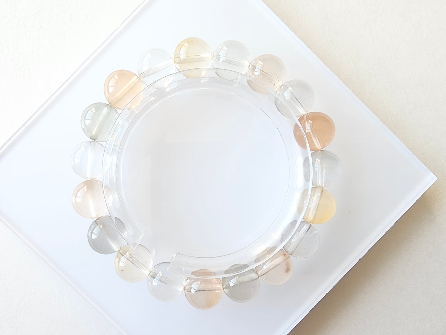 [Bracelet] 10mm Ice Cream Color Multicolored Rabbit Hair Quartz Bracelet