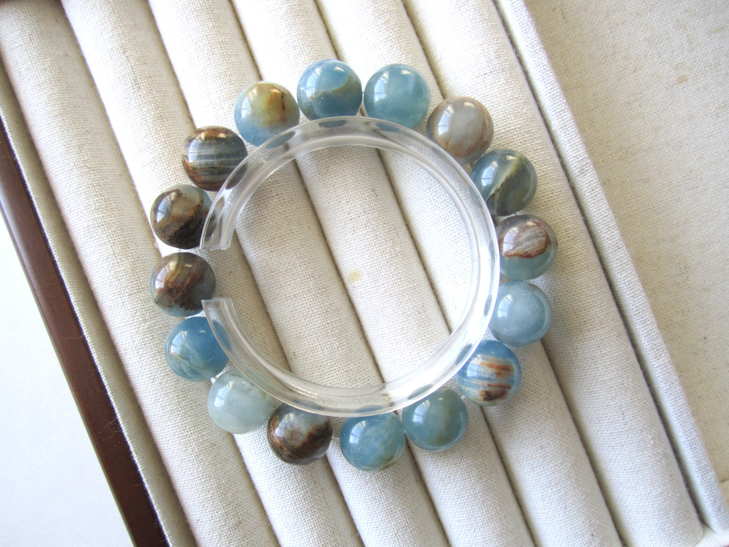 [Bracelet] Genuine 12mm Blue Calcite 蓝纹方解石 Gemstone Bracelet for Positive Energy Flow