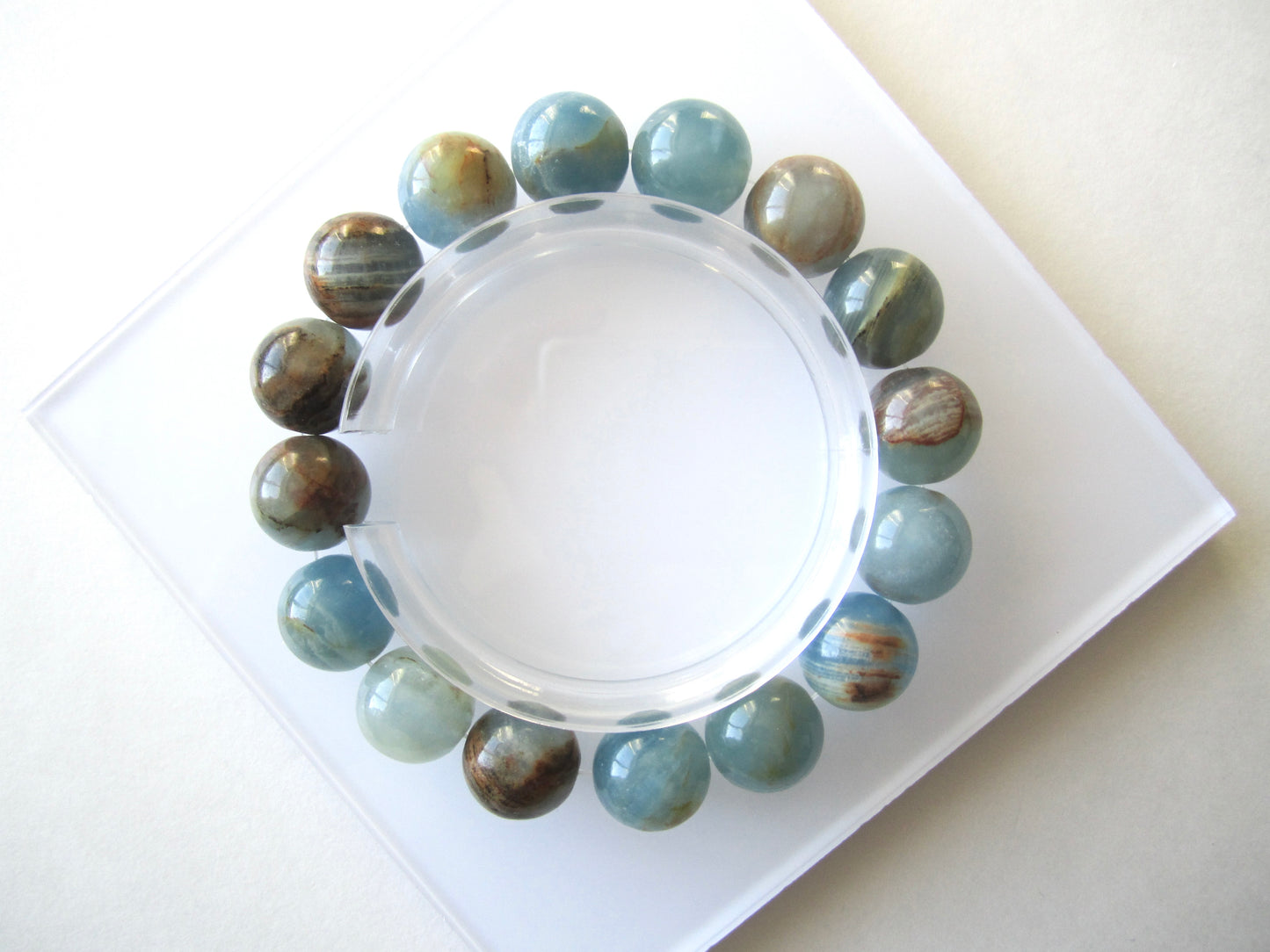 [Bracelet] Genuine 12mm Blue Calcite 蓝纹方解石 Gemstone Bracelet for Positive Energy Flow