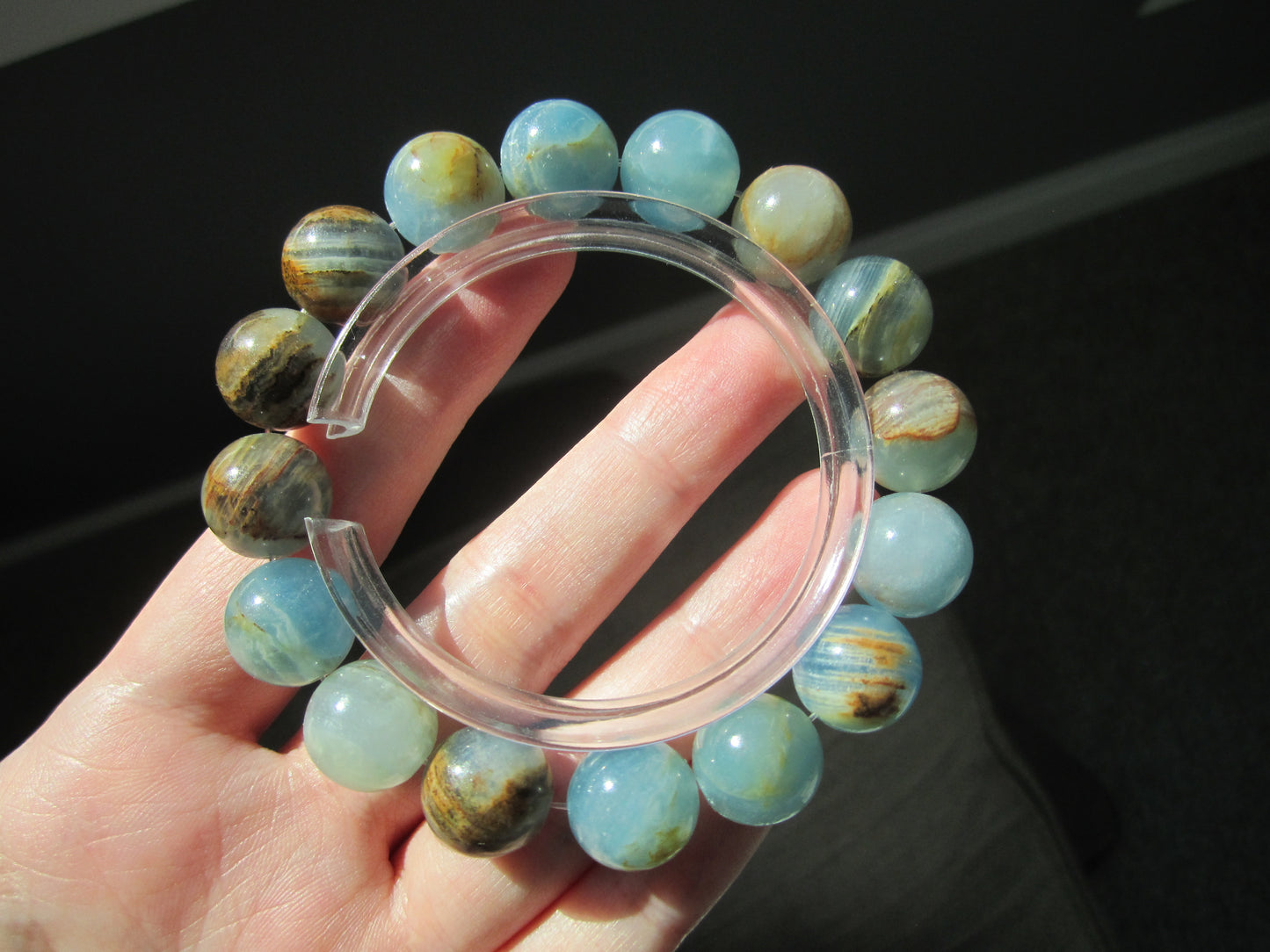 [Bracelet] Genuine 12mm Blue Calcite 蓝纹方解石 Gemstone Bracelet for Positive Energy Flow