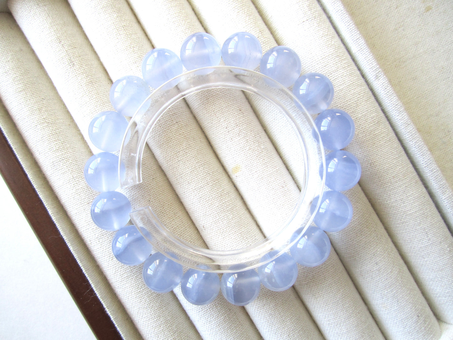 [Bracelet] Natural 11mm Blue Chalcedony Bracelet