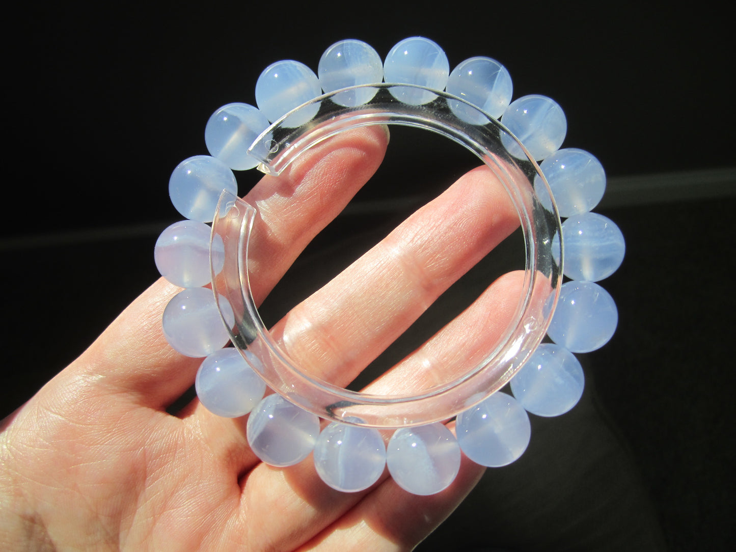 [Bracelet] Natural 11mm Blue Chalcedony Bracelet