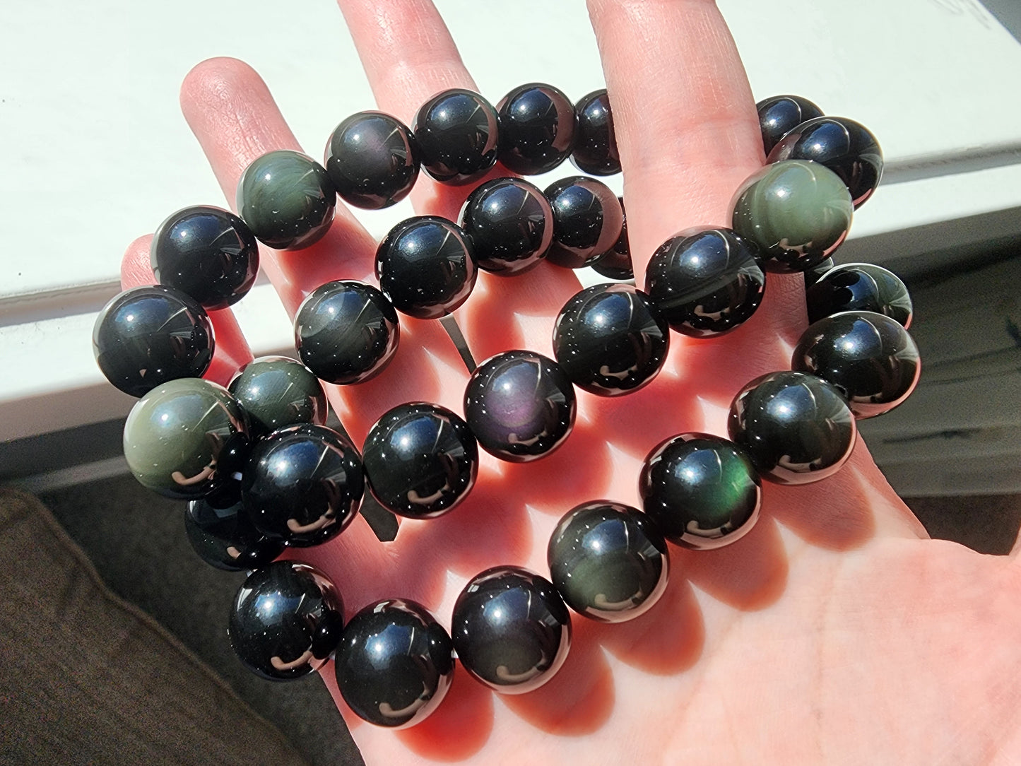 [Bracelet] 12mm Rainbow Obsidian Bracelet