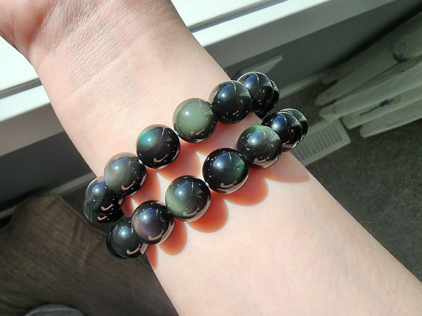 [Bracelet] 12mm Rainbow Obsidian Bracelet