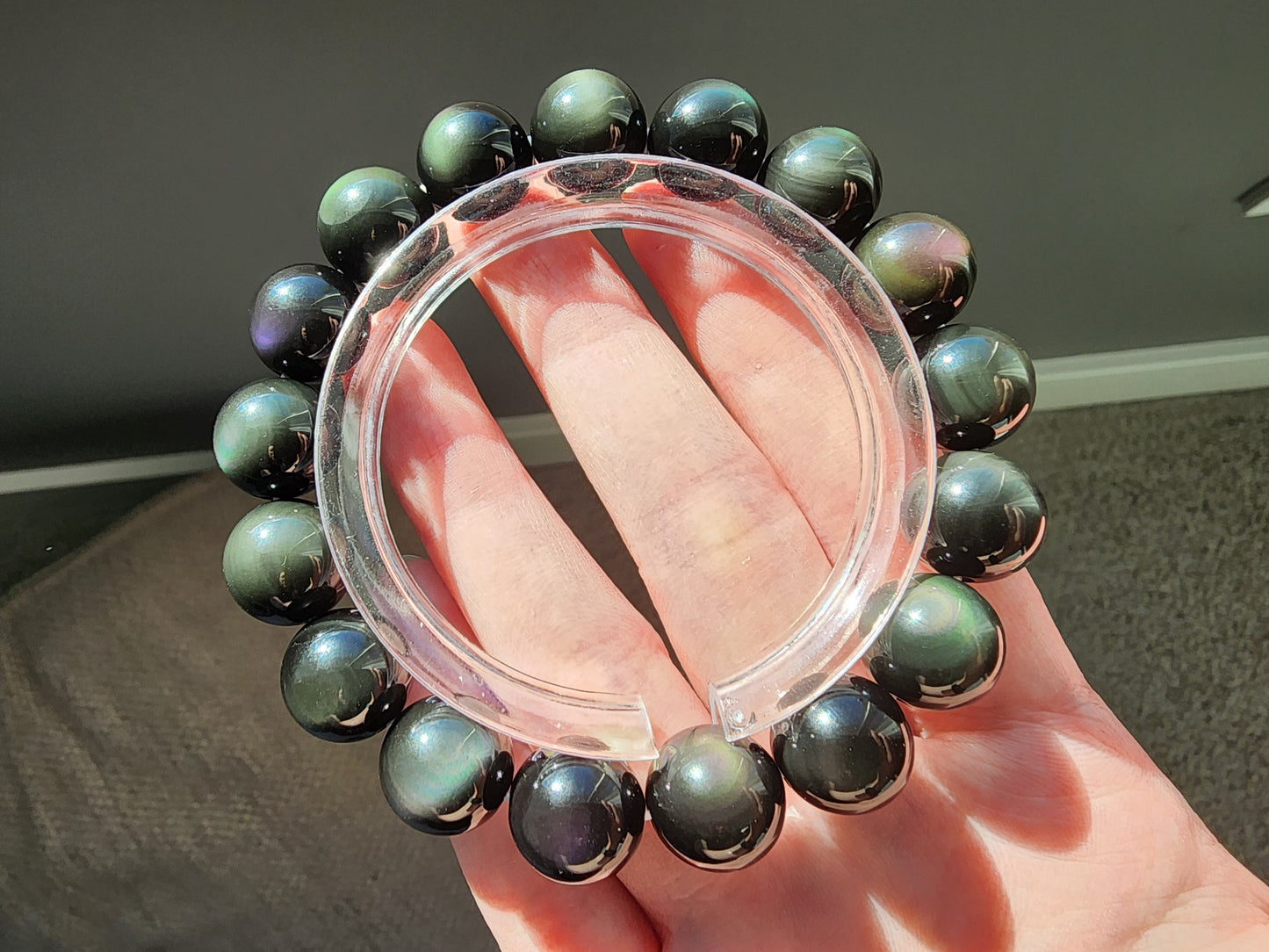 [Bracelet] 12mm Rainbow Obsidian Bracelet