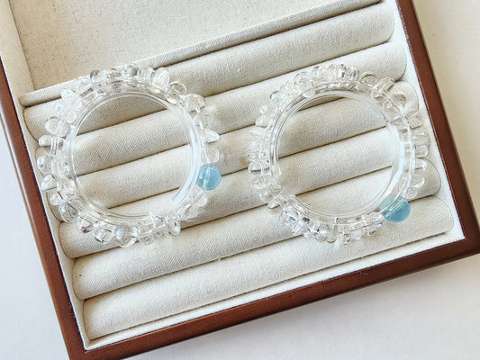 [Bracelet] Aquamarine and Clear Quartz Chip Bead Bracelet