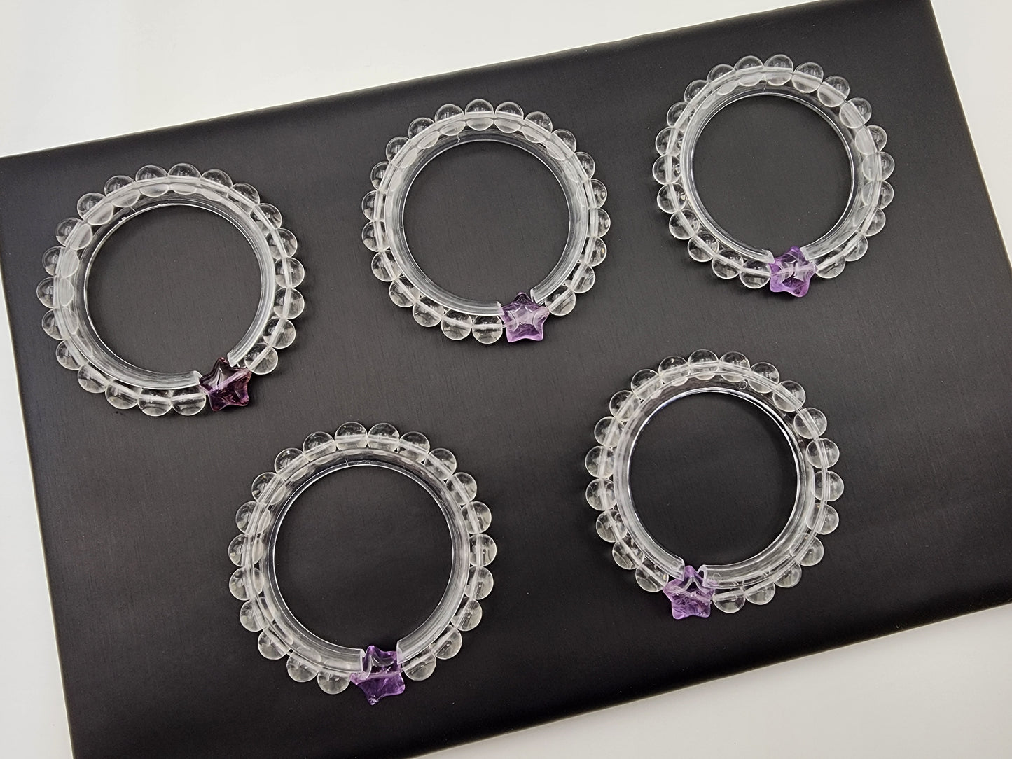 [Bracelet] 8mm Clear Quartz Bracelet with Amethyst Star Bead