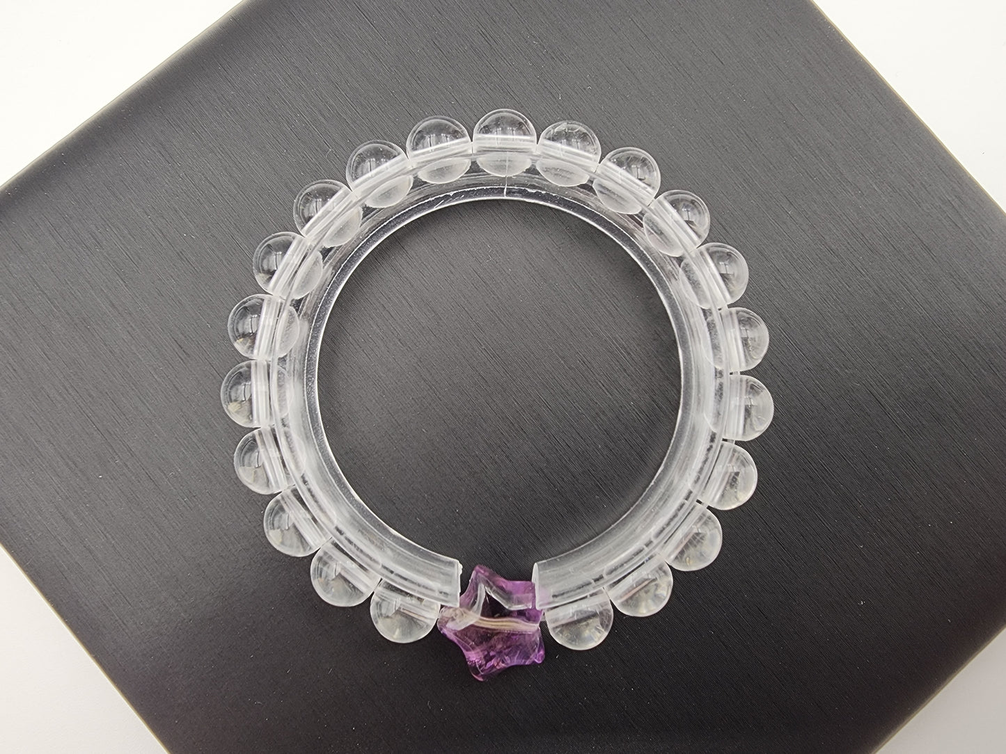 [Bracelet] 8mm Clear Quartz Bracelet with Amethyst Star Bead