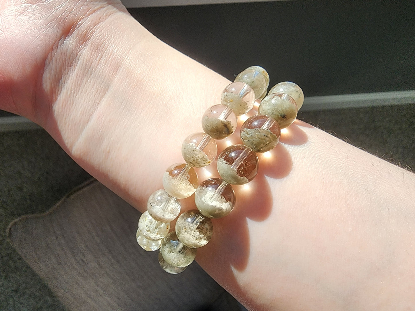 [Bracelet] Natural Matcha Green Phantom Quartz Beaded Bracelet