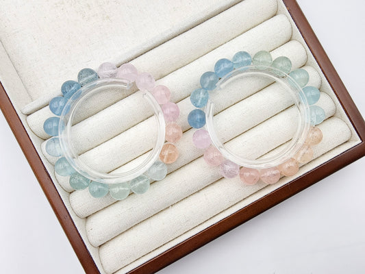 [Bracelet] 10mm Gradient Multicolored Morganite Bracelet