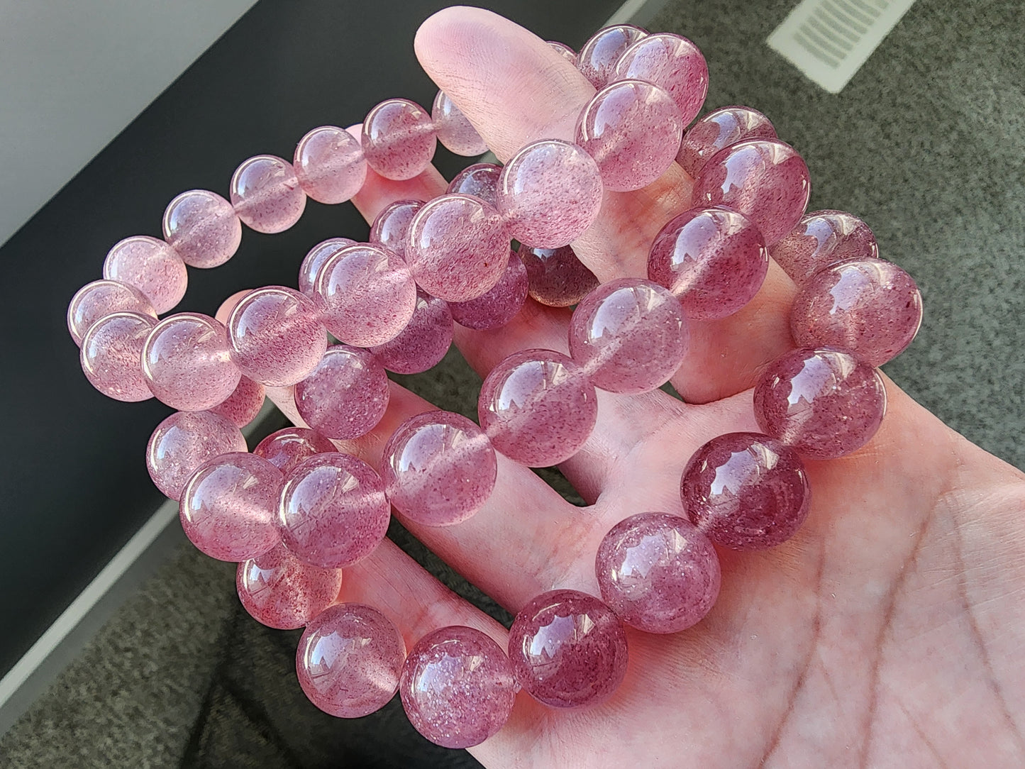 [Bracelet] Natural Pink Strawberry Quartz Bracelet