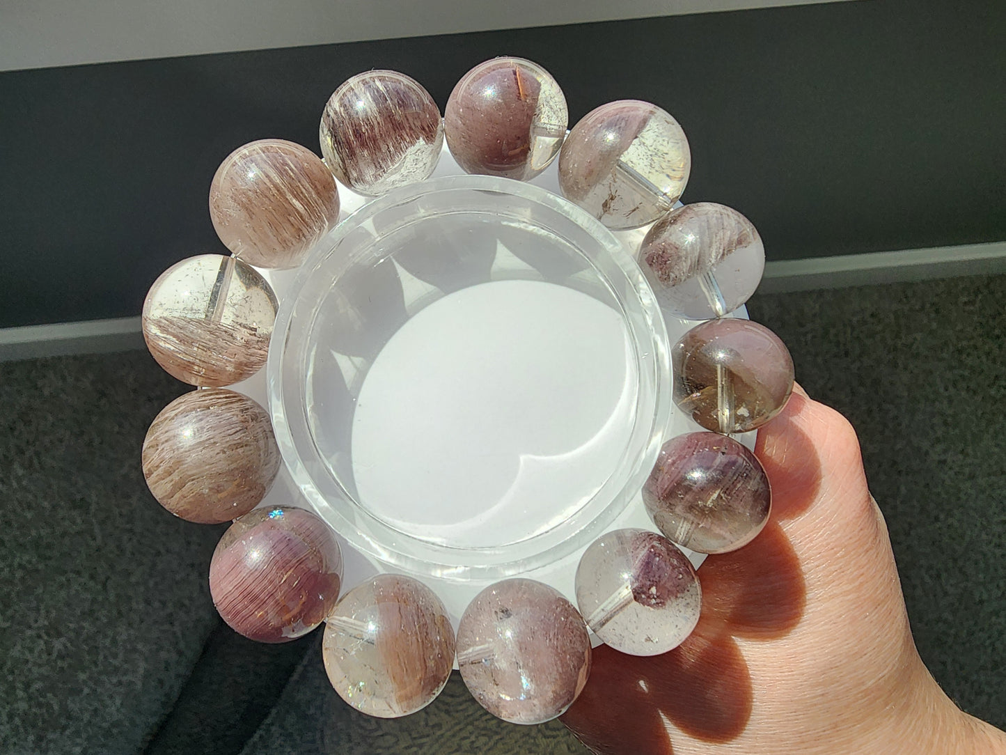 [Bracelet] Misty Taro Purple Phantom Quartz Bracelet - 14.3mm to 17.8mm Beads