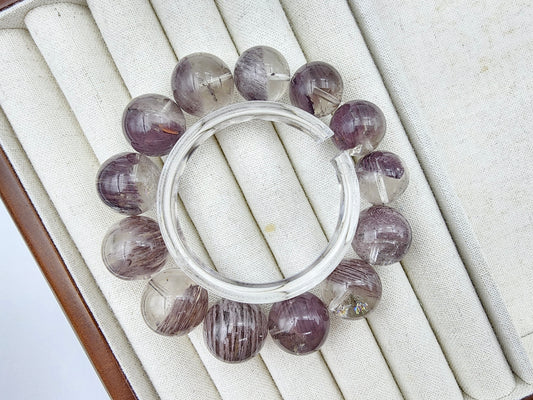 [Bracelet] Misty Taro Purple Phantom Quartz Bracelet - 14.3mm to 17.8mm Beads