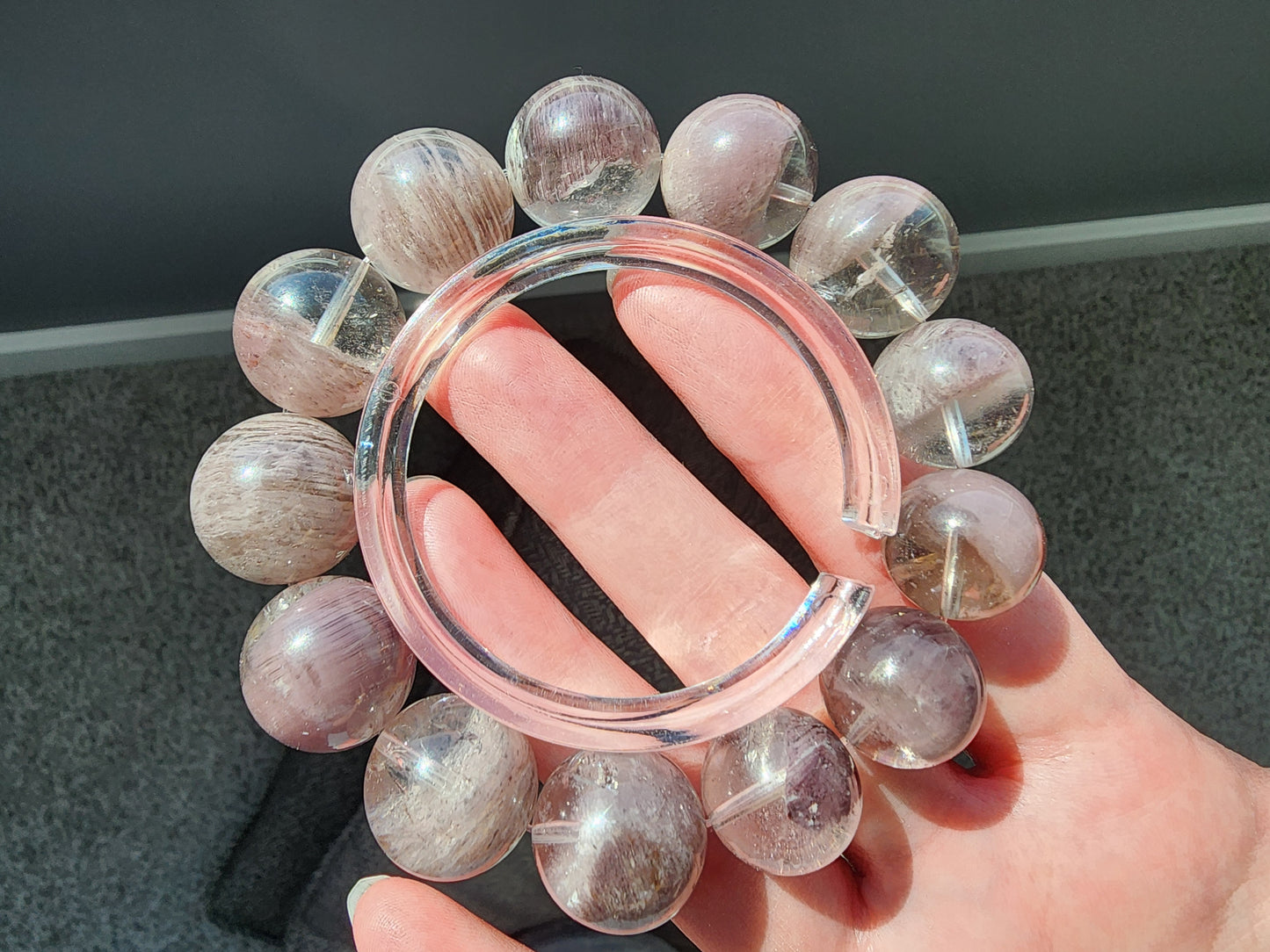 [Bracelet] Misty Taro Purple Phantom Quartz Bracelet - 14.3mm to 17.8mm Beads