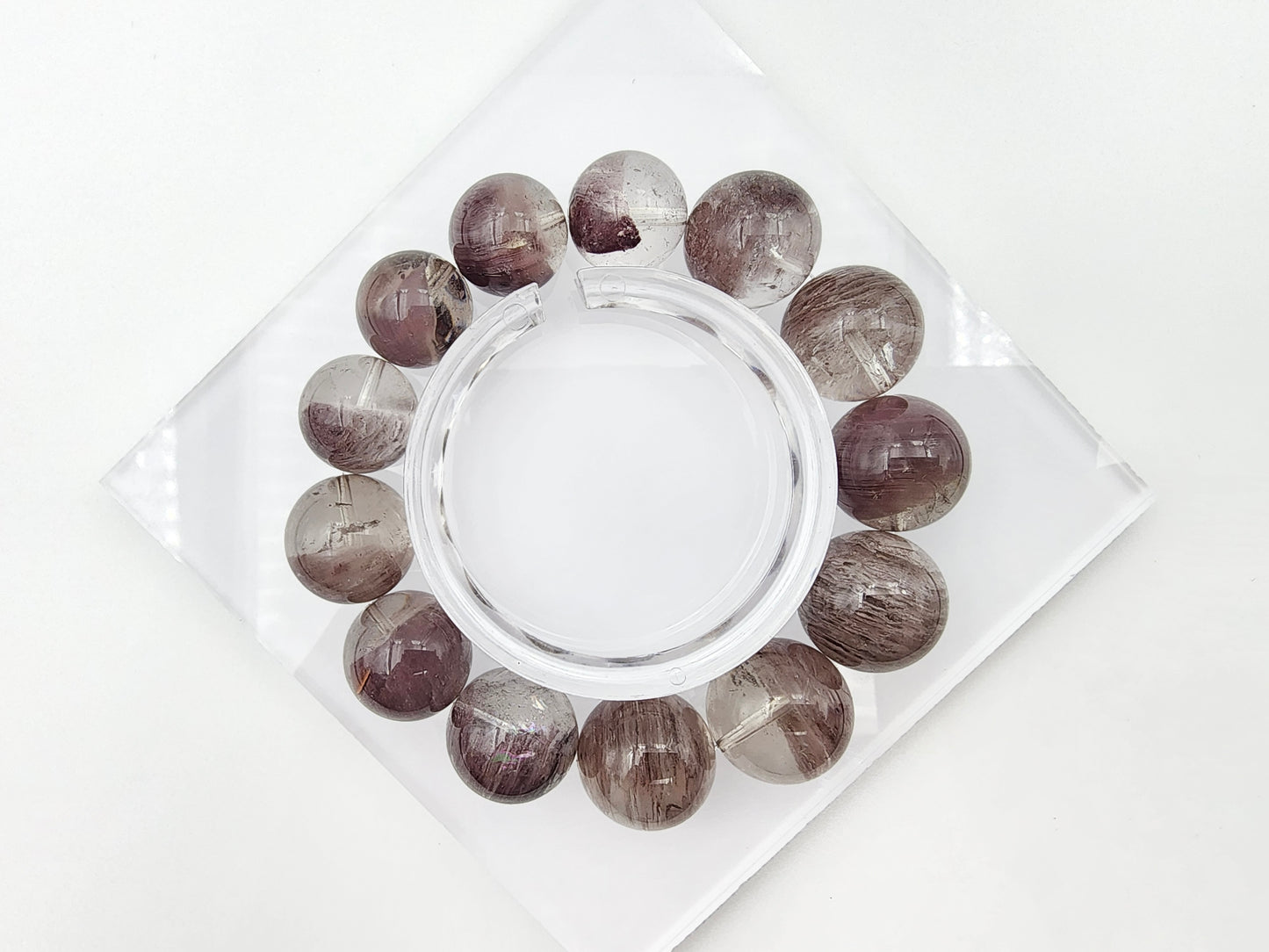 [Bracelet] Misty Taro Purple Phantom Quartz Bracelet - 14.3mm to 17.8mm Beads