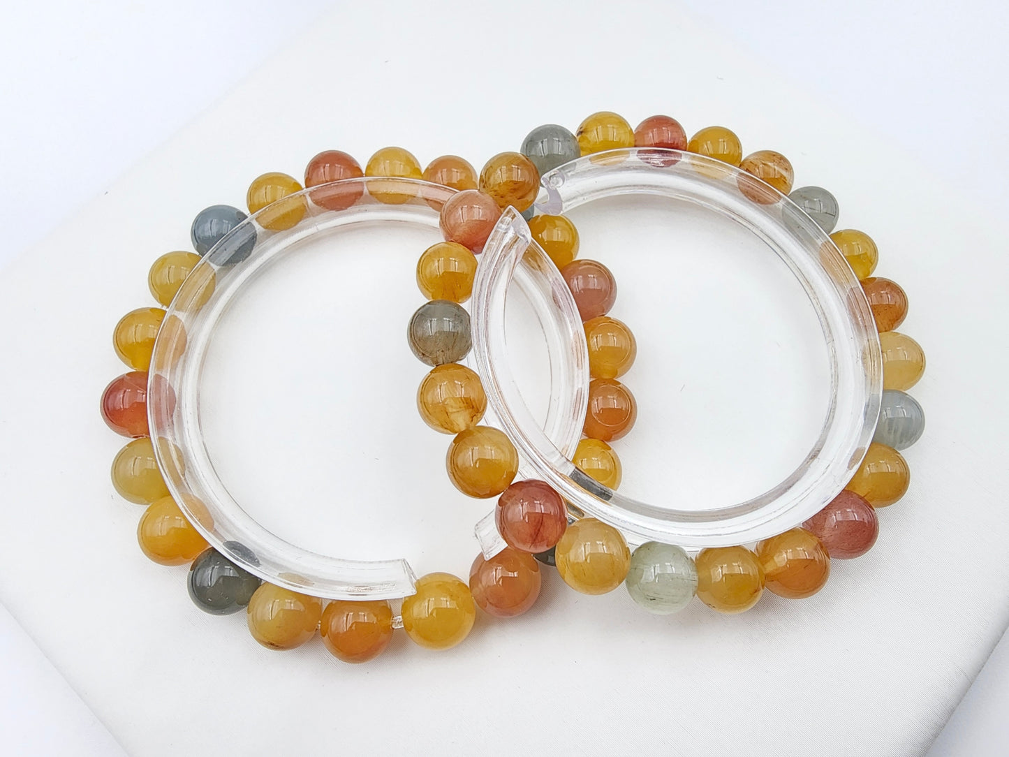 [Bracelet] 8mm Multicolored Rabbit Hair Quartz Bracelet