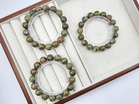 [Bracelet] Natural 12mm Unakite Jasper Bracelet