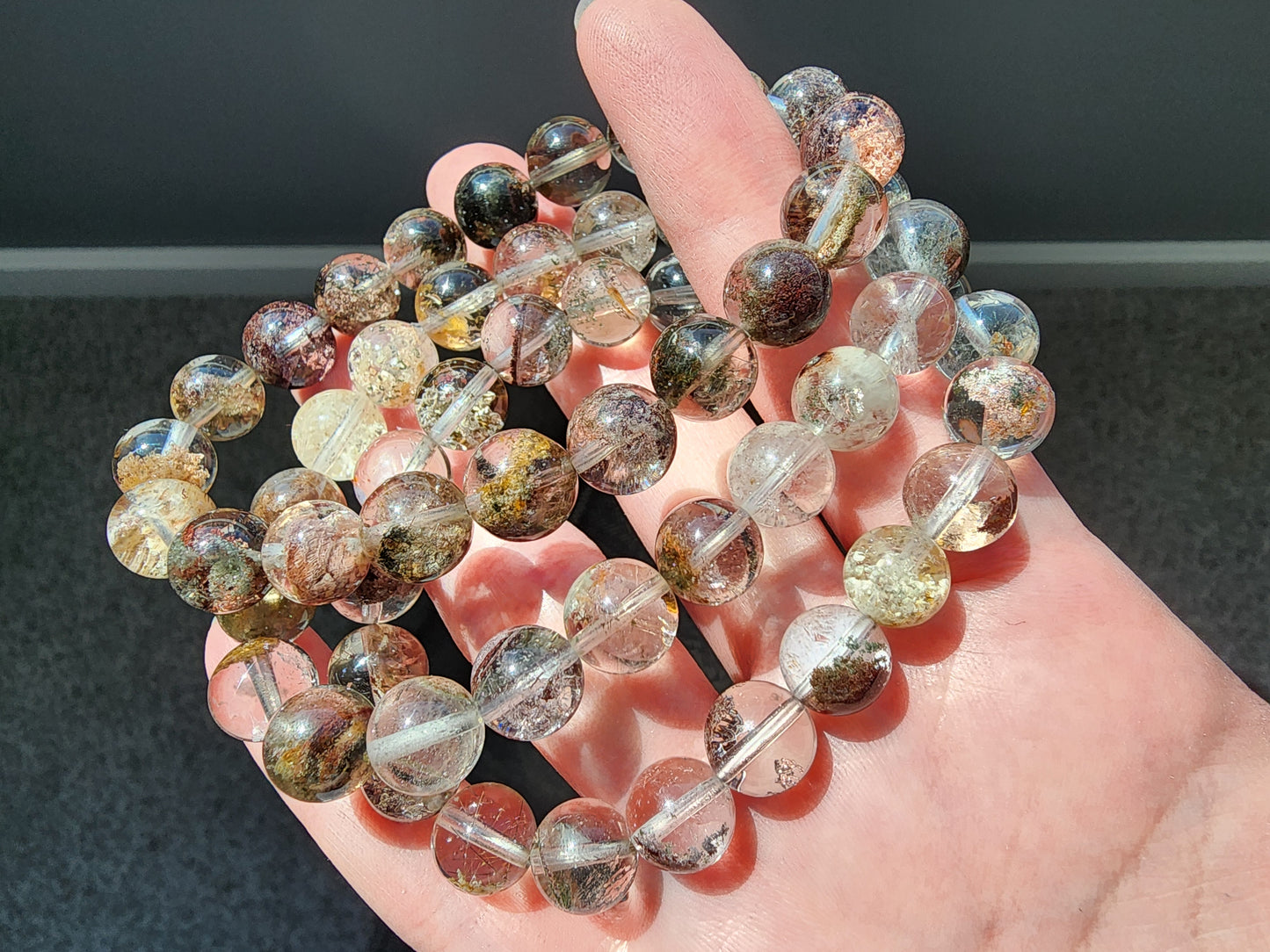 [Bracelet] 9mm Multi-Tone Phantom Quartz Bracelet