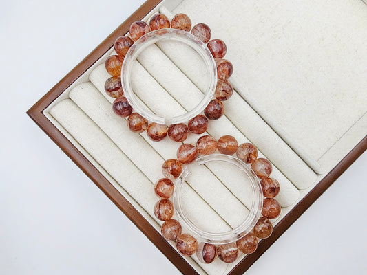 [Bracelet] Elegant 13mm Red Hematoid Quartz 红胶花 Bracelet - Healing Crystal Jewelry