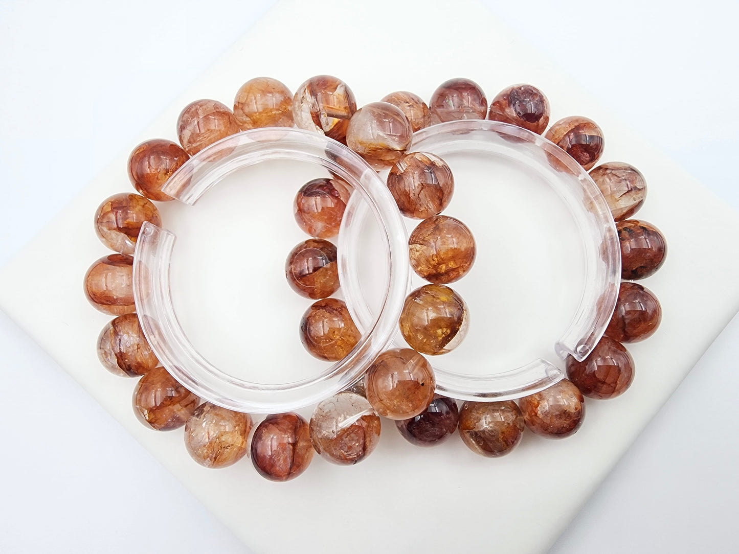 [Bracelet] Elegant 13mm Red Hematoid Quartz 红胶花 Bracelet - Healing Crystal Jewelry