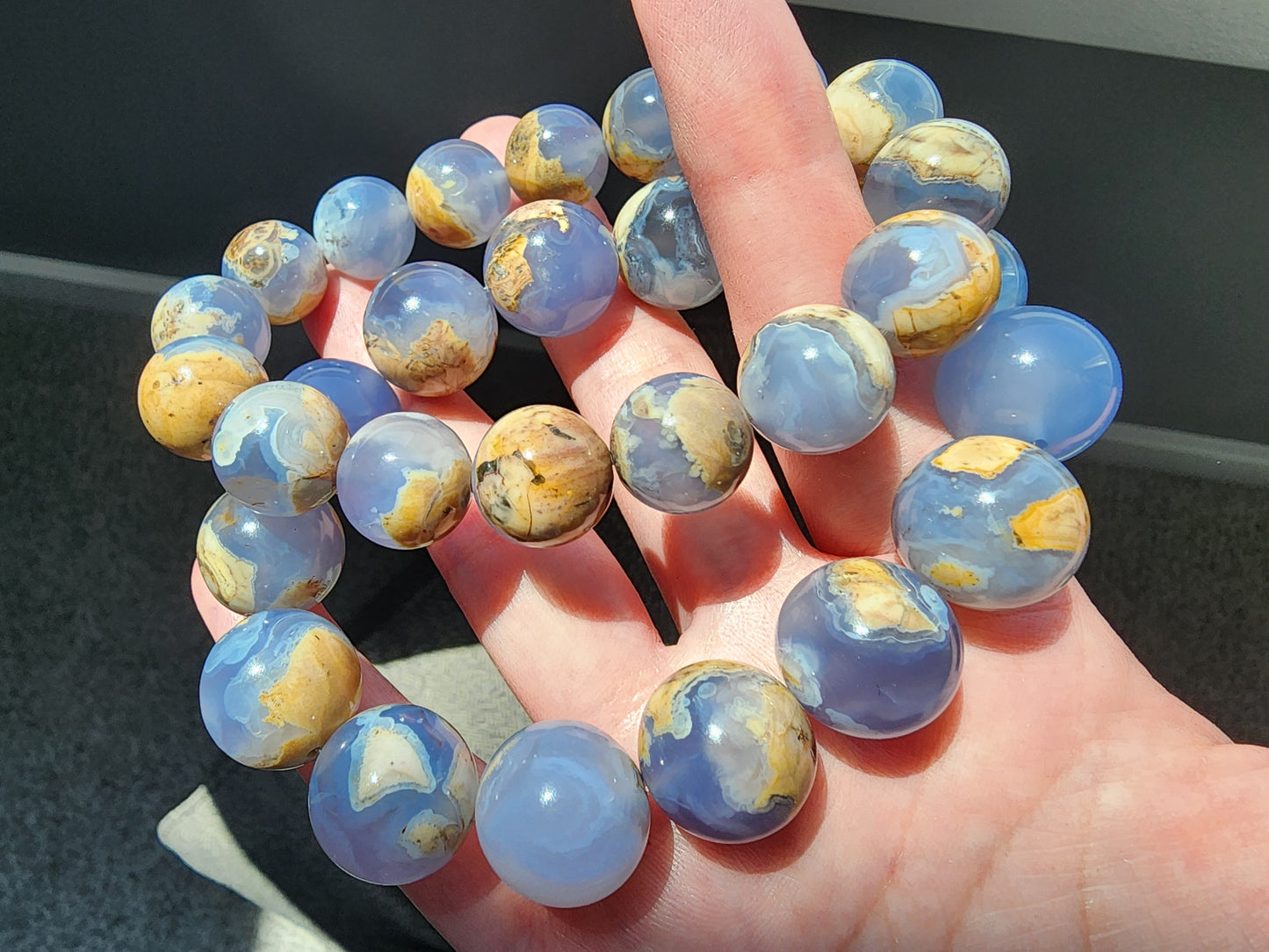 [Bracelet] Natural Argentinian Blue Chalcedony Bracelet