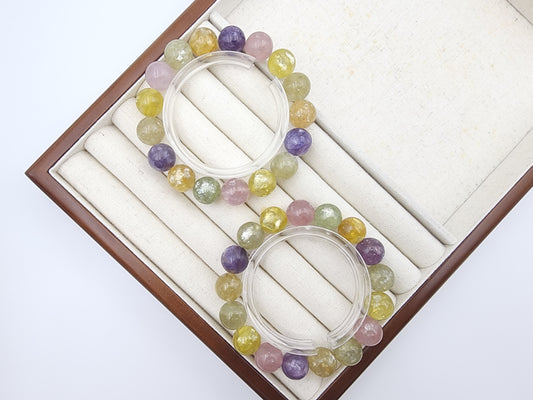 [Bracelet] Natural 12mm Rainbow Lepidolite Bracelet