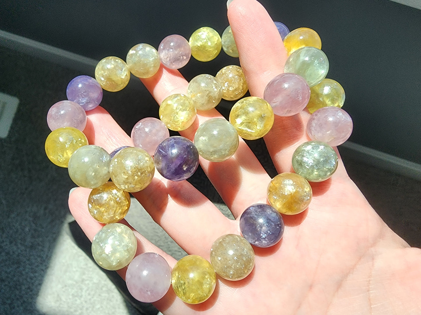 [Bracelet] Natural 12mm Rainbow Lepidolite Bracelet
