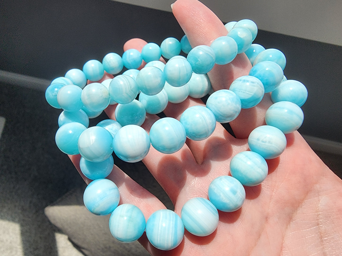[Bracelet] Natural Blue Hemimorphite Bracelet