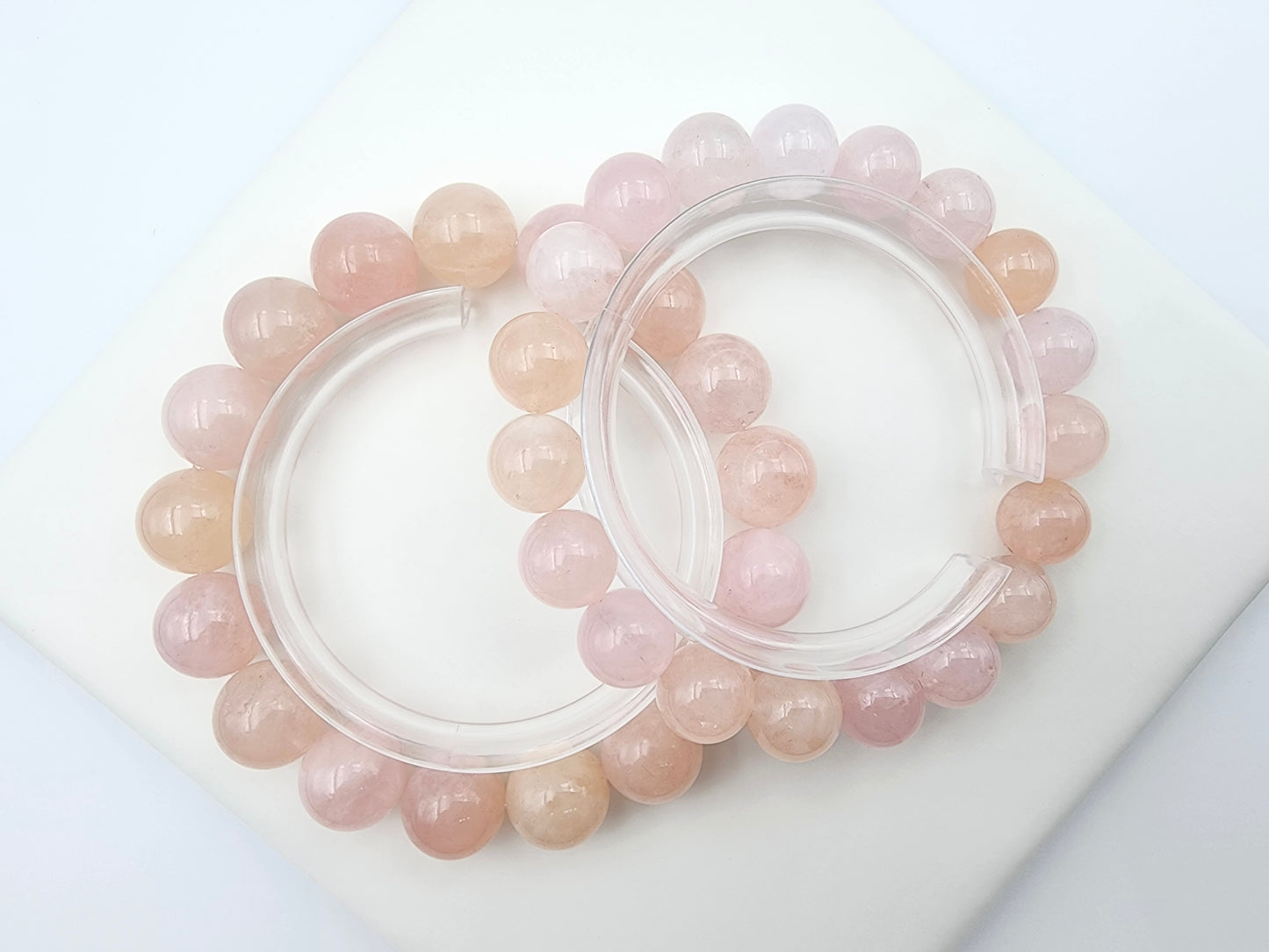 [Bracelet] Blush Dreams: Pink Morganite Round Bead Bracelet