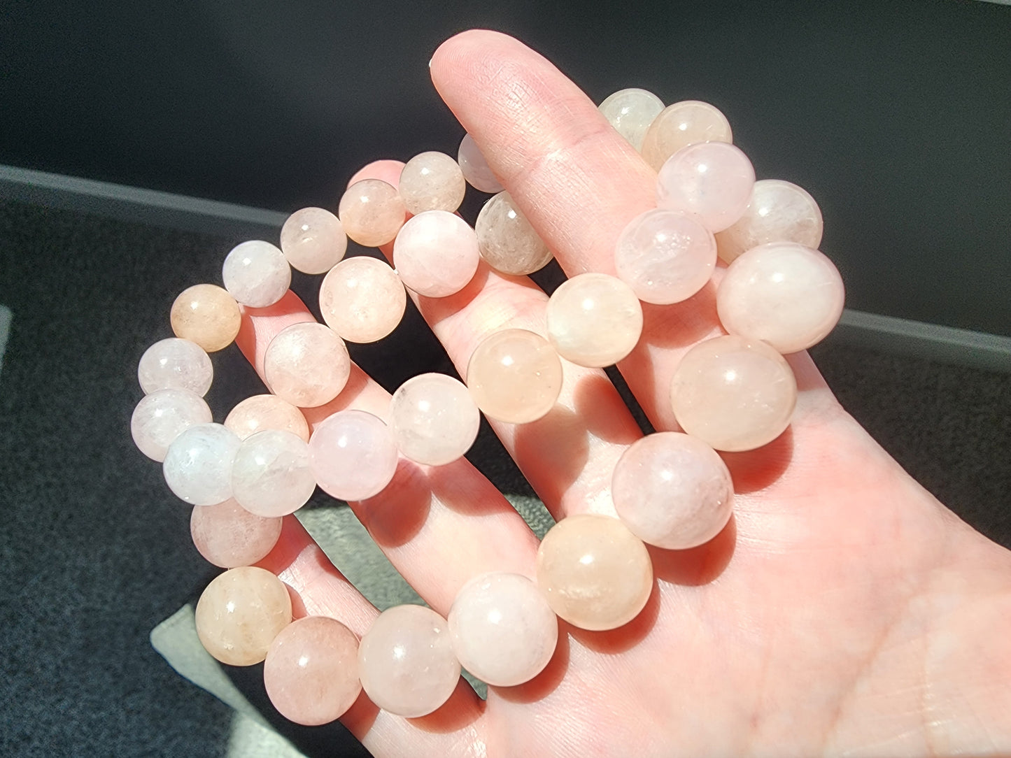 [Bracelet] Blush Dreams: Pink Morganite Round Bead Bracelet