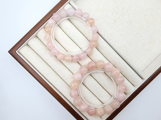 [Bracelet] Blush Dreams: Pink Morganite Round Bead Bracelet