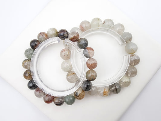 [Bracelet] Phantom Quartz with Rutile Inclusions Bracelet