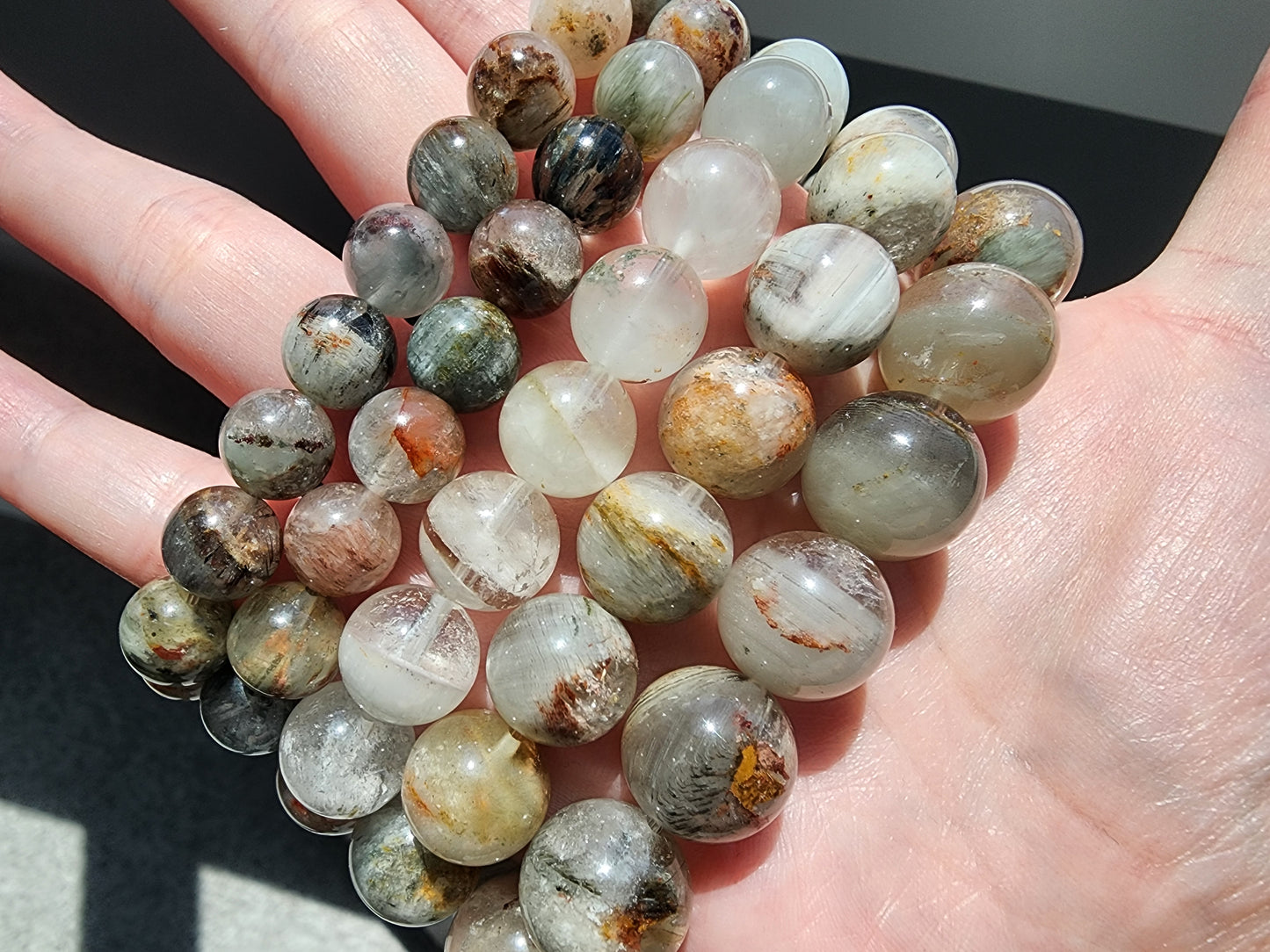 [Bracelet] Phantom Quartz with Rutile Inclusions Bracelet