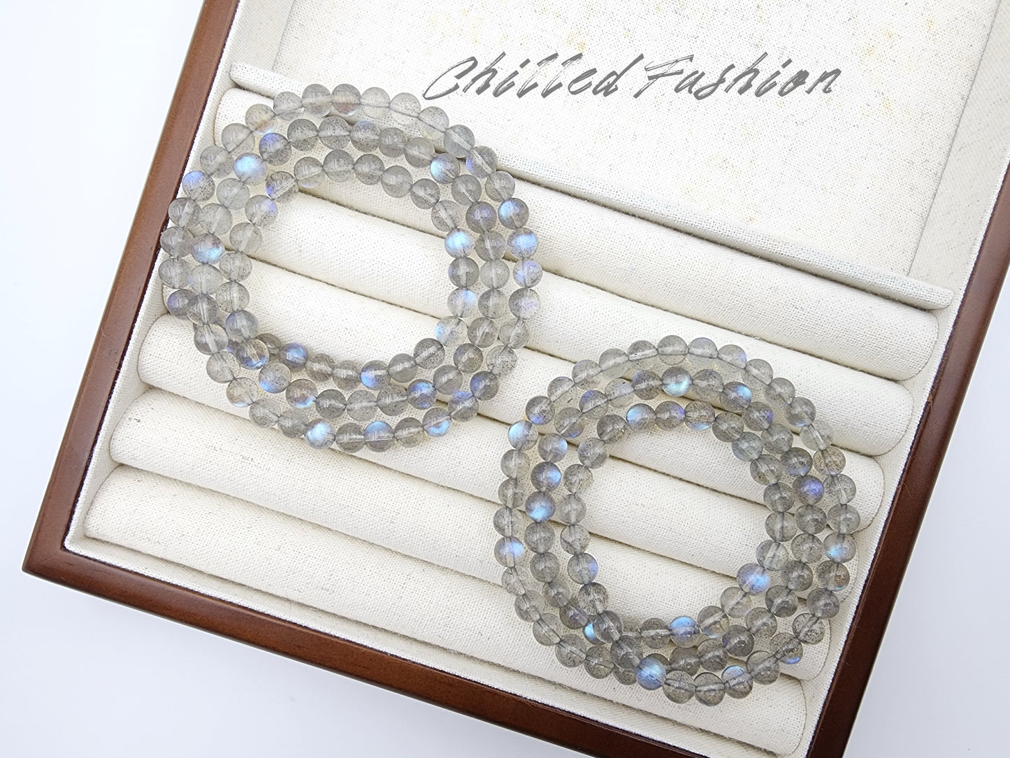 [Bracelet] 6mm Labradorite Bracelet with Blue Flash – 3-Layer Natural Gemstone Bracelets