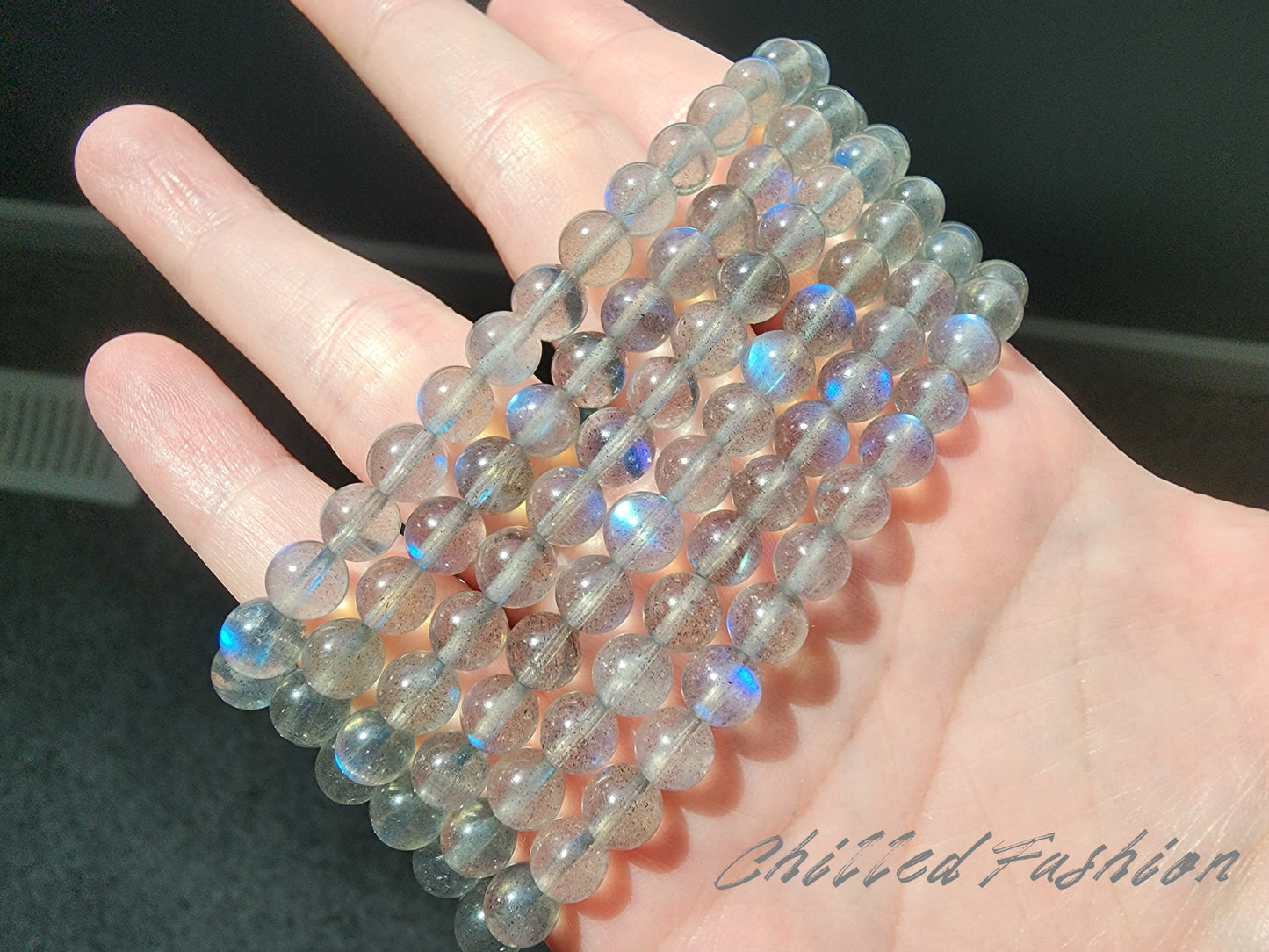 [Bracelet] 6mm Labradorite Bracelet with Blue Flash – 3-Layer Natural Gemstone Bracelets