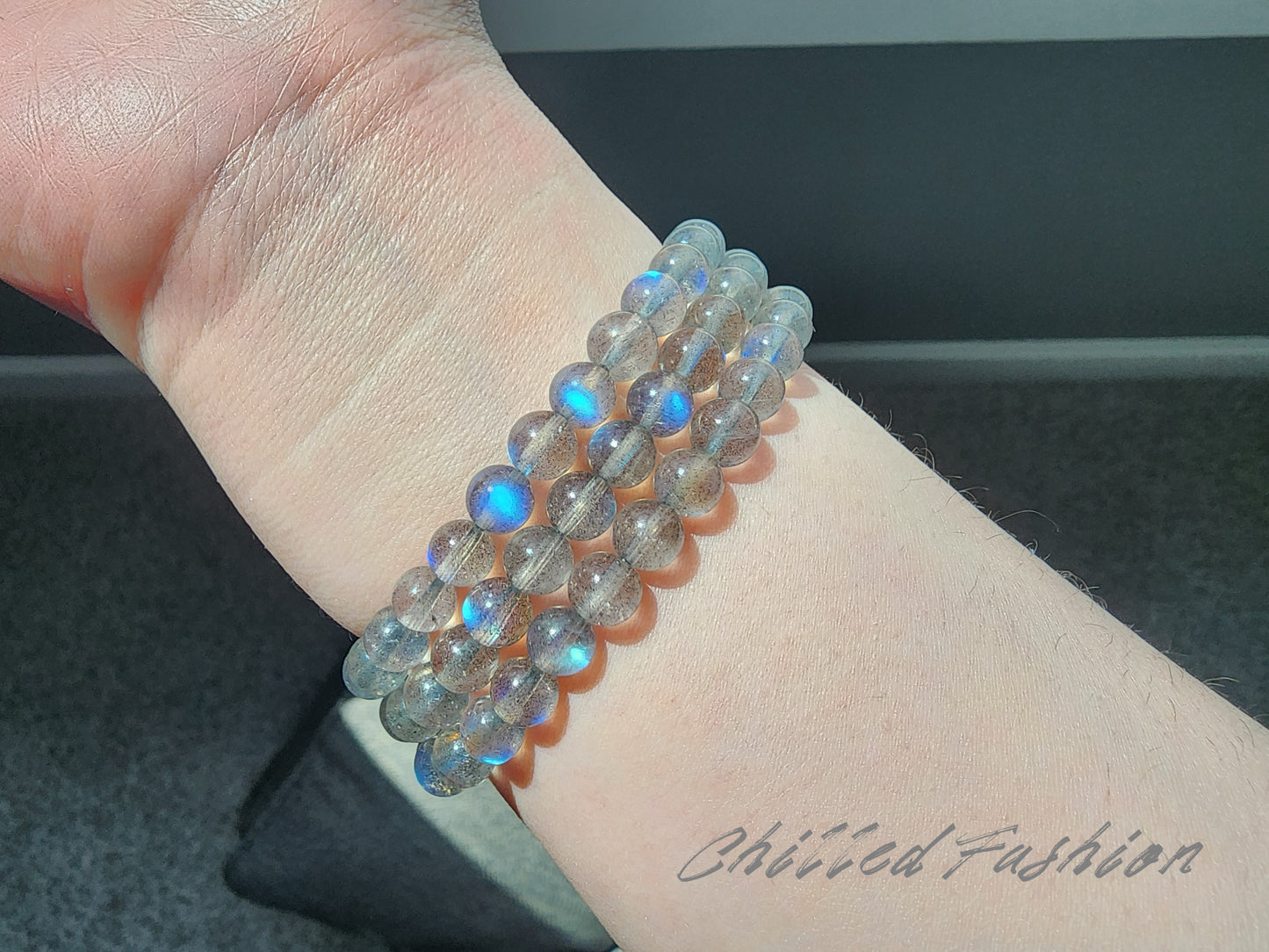 [Bracelet] 6mm Labradorite Bracelet with Blue Flash – 3-Layer Natural Gemstone Bracelets