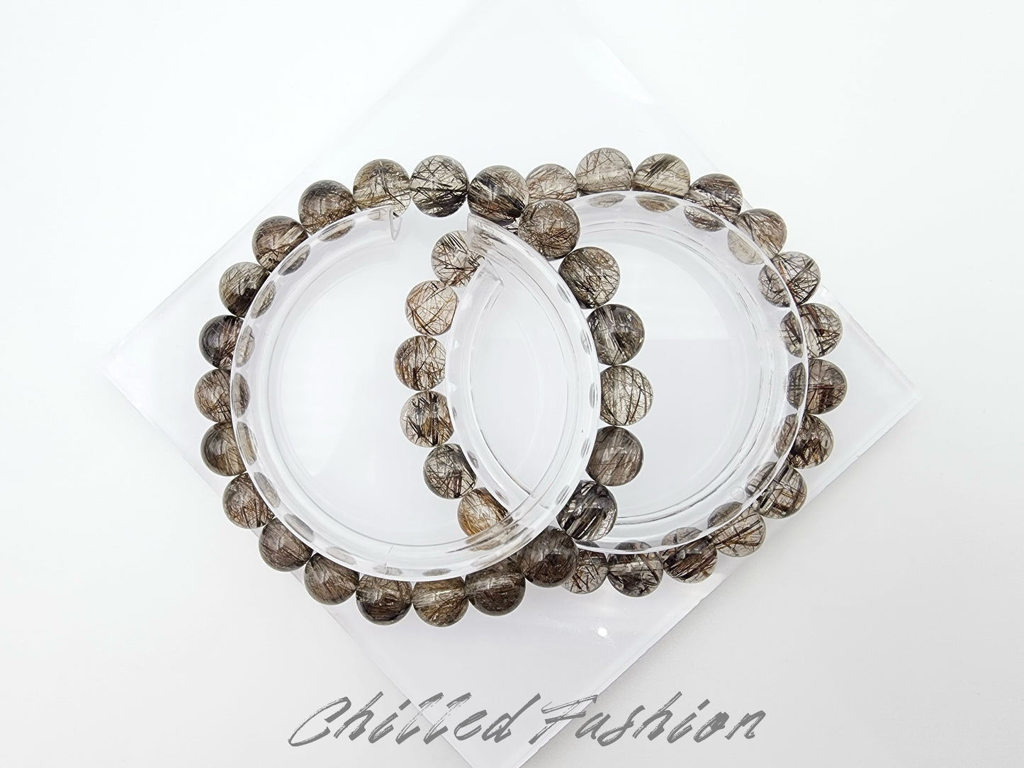 [Bracelet] Natural 9mm Black Copper Titanium Quartz Bracelet