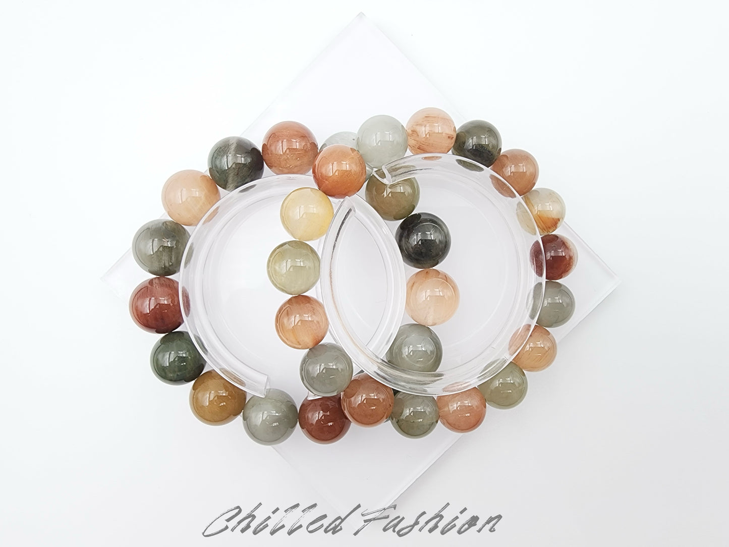 [Bracelet] Unique Harmony: Rabbit Hair Quartz 兔毛 Bracelet with Multicolored Beads