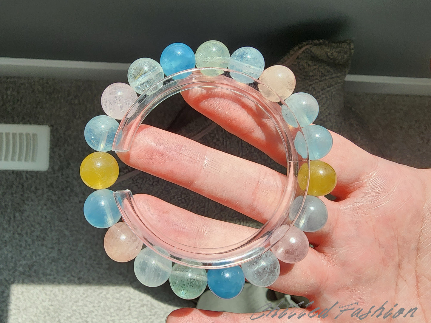 [Bracelet] Elegant 10mm Morganite Beaded Stretch Bracelet - Perfect for Any Occasion