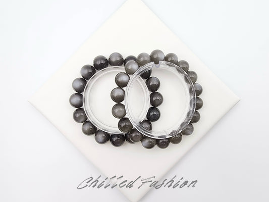 [Bracelet] Natural Black Moonstone Bracelet