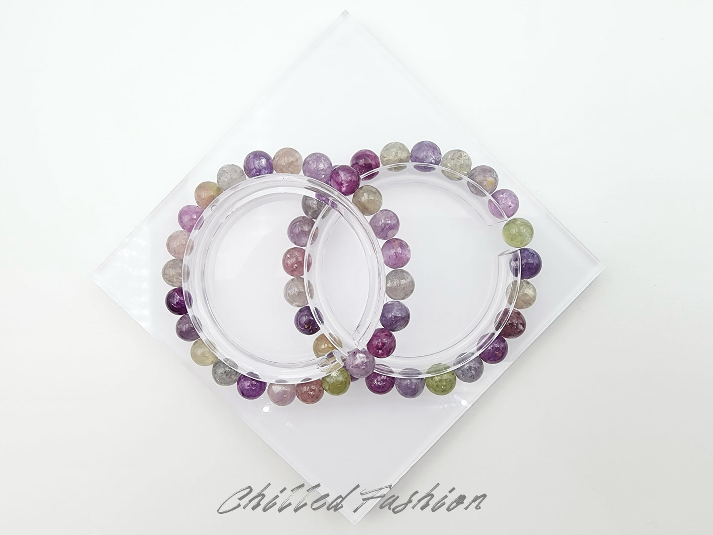[Bracelet] Natural Gemstone: Multicolored Lepidolite 彩祖母晶 Stretch Bracelet