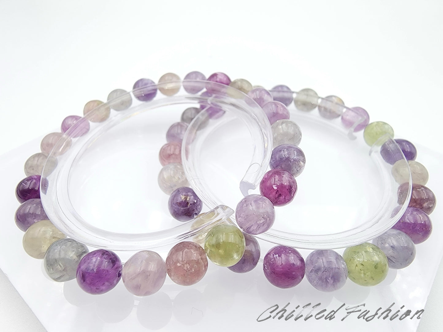 [Bracelet] Natural Gemstone: Multicolored Lepidolite 彩祖母晶 Stretch Bracelet